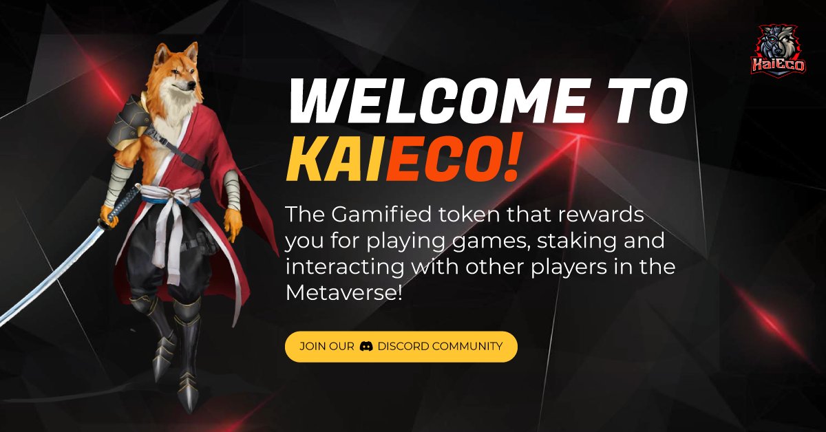 kai_ECO's tweet photo. 🙌Welcome to KAIECO!🙌
The Gamified token that rewards you for playing games, staking and interacting with other players in the #Metaverse! 
Join our Discord community!
#gamefi #nfts #p2e #playtoearn #defi #kaieco #crypto #nftgame #kaieco https://t.co/s0nfMpxLpX