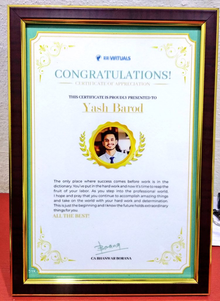 BarodYash's tweet photo. Thank You so Much BB sir for your blessings. You are not only a teacher for us but our mentor &amp; inspiration too. Everyone has a fear of DT provisions but your compact and Revision videos makes everything easy and easy. Thank you BB 🙌😁

@BhanwarBorana

#DT #CA #ThankYou #ICAI https://t.co/2IyHSKoktw