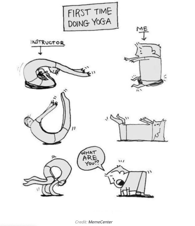ShvasaYoga's tweet photo. What first time ‘Doing Yoga’ looks like😌

#shvasa #liveyogaclass #yogameme #shvasaonlineyoga #onlineyogaclasses #beginnersyoga #funyoga #humour #yogaforadvancepractitioners #yoga #memesdaily #Memes https://t.co/8NLxyKRmeO