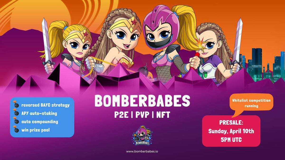 💎THE GAME REVIVAL OF 2022💎

Play bomberbabes &amp; earn BNB‘s! 
💣P2E | PVP
💣NFT‘s incoming
💣staking available 

‼️Whitelist competition is running

💬Join here: 

t.me/bomberbabes

Time to play babes! 😏💃🏽🚀
#DeFi  #BSC #Presale