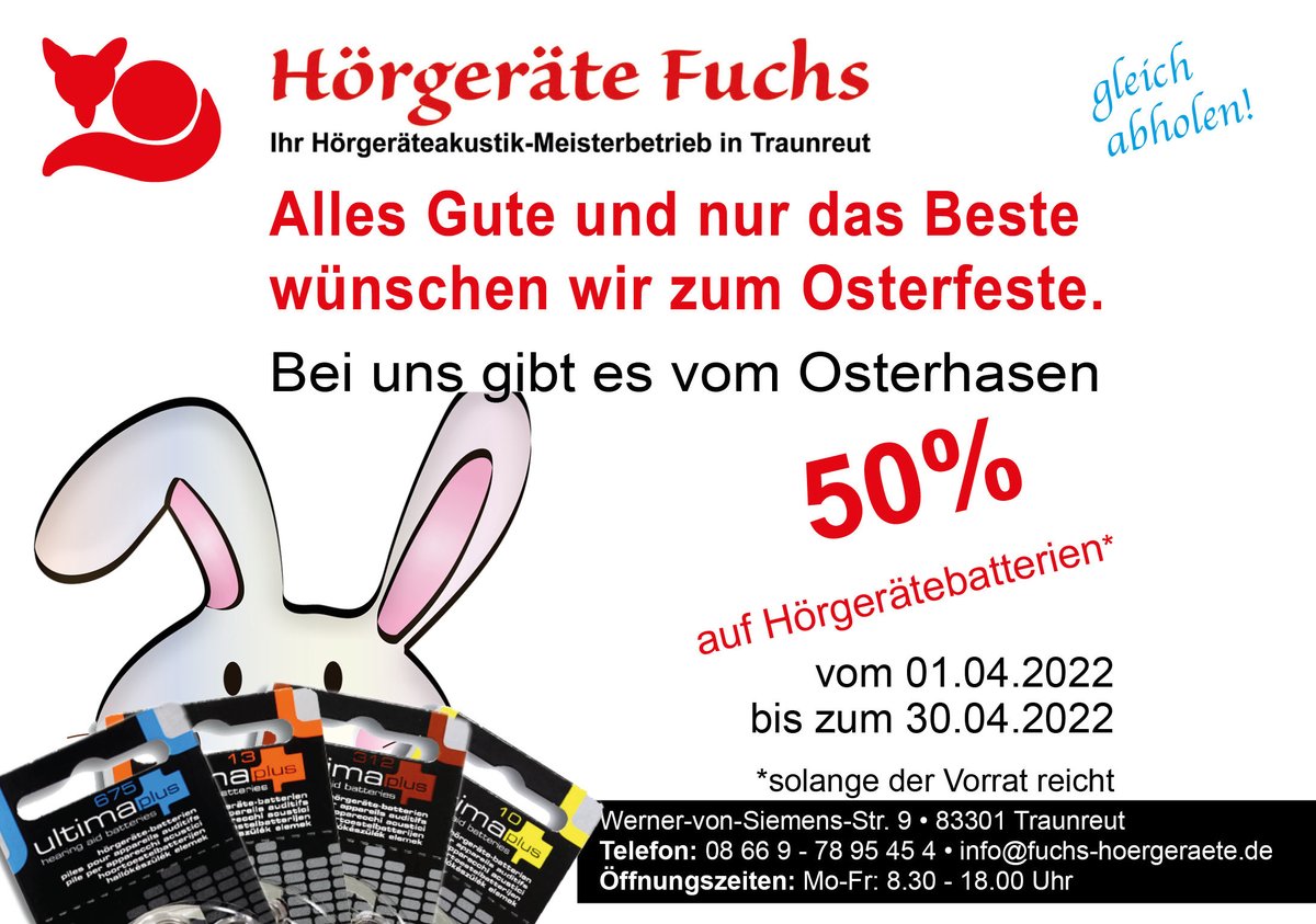50% auf Hörgerätebatterien