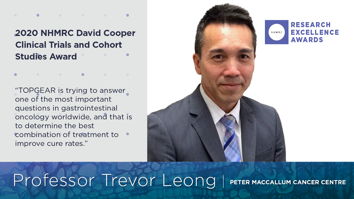 nhmrc's tweet photo. Congratulations to Professor Trevor Leong, the Principal Investigator of the “TOPGEAR” Phase III trial, a large Australian-led international trial that seeks to answer important questions about the best treatment for patients with gastric cancer. #NHMRCAwards https://t.co/c99Sqn5EFO