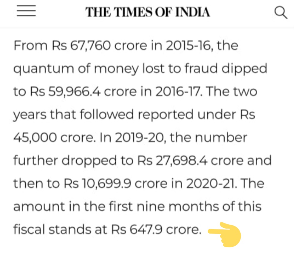 Theintrepid_'s tweet photo. 2015-16 : 67K crores
2020-21 : 10K crores

Thanks to BJP policy, bank fraud has decreased by 6 times in 6 years

It's easy to fool Insta Kids 'Tatva' https://t.co/NI0uqLceDB