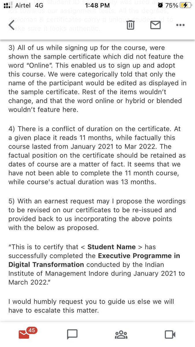 tarun7976's tweet photo. Dear Prof Himanshu…EPDT Batch 1 has requesting you for issues in certificate nomenclature. We are yet to receive a revert from your end. We have been chasing Prof Saurabh &amp; Prof Sanjog from 4th March and you since 23rd March! Pls revert!
@IIM_I @askhimanshurai @EduMinOfIndia https://t.co/b9nIJ3ucSk