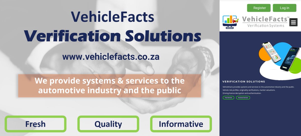FactsVehicle's tweet photo. VehicleFacts – Verification Solutions!
Visit our website for more information.
https://t.co/caVXRUkeCk
info@vehiclefacts.co.za
044 874 0836
#vehicle #verificationsolution #cardealerships #dealerships #usedcars https://t.co/v5G30uYLqy