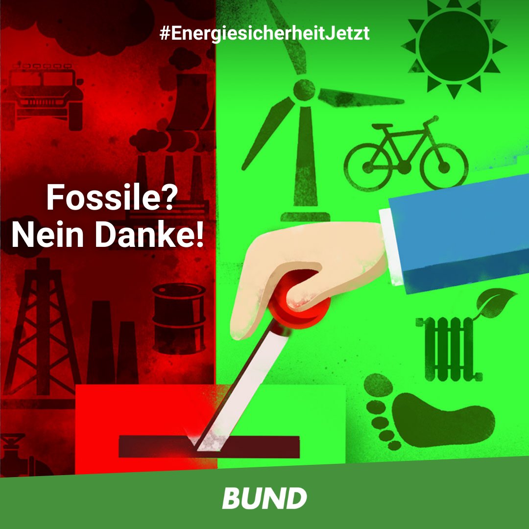 Putins Angriffskrieg gegen die #Ukraine hat drastisch gezeigt: Mit unserer Energieversorgung sind wir viel zu abhängig von #Kohle, #Öl und #Gas aus den Händen von Despoten. #Frühwarnstufe

📝Unterzeichne unseren Appell für #EnergiesicherheitJetzt:  aktion.bund.net/energiesicherh…