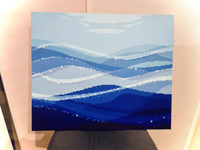 今回の個展で展示販売するでっかいキャンバスアートが届きました!12号!ドット絵でこれはでかい! 