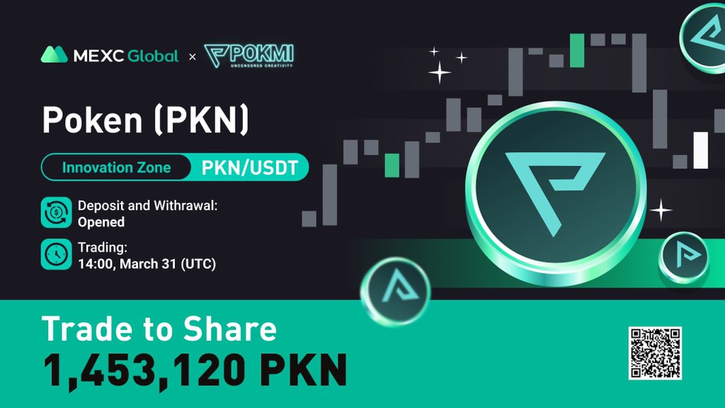 MEXC's tweet photo. 📈 $PKN/USDT will be listing as a spot trading pair at 14:00 on Mar 31 (UTC). @PokmiHQ 
 
🏆Trade to Share 1,453,120 $PKN

Details: https://t.co/NakLPReA3t

💚Sign up: https://t.co/9v8MpnQjbS

#Poken #MEXCListing https://t.co/WAd93mp6ko