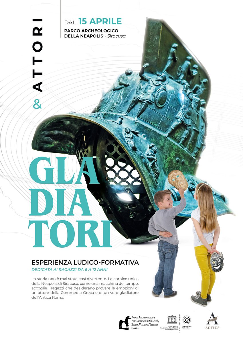 AditusCulture's tweet photo. #AttorieGladiatori al Parco Archeologico della Neapolis, a Siracusa.

A partire dal 15 aprile, i bambini dai 6 ai 12 anni potranno fare un tuffo nel passato, grazie ad un percorso formativo che unisce creatività, gioco e cultura. Scopri di più ➡️ https://t.co/ktZMxvbCyR https://t.co/MumwqharoD