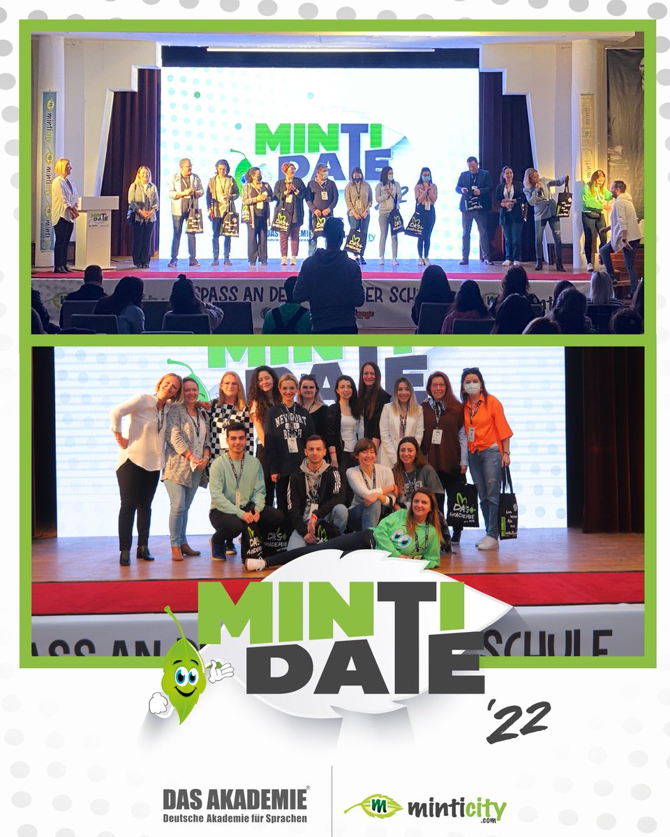 Tüm Türkiye'den Almanca öğretmenlerinin heyecanla beklediği MintiDate '22 gerçekleşti! Kuşadası Pine Bay Holiday Resortta gerçekleşen, Almanca camiasının en büyük etkinliğinde bizi yalnız bırakmayan tüm katılımcılarımıza teşekkür ederiz 💚🇩🇪

#mintidate #minticity #dasakademie