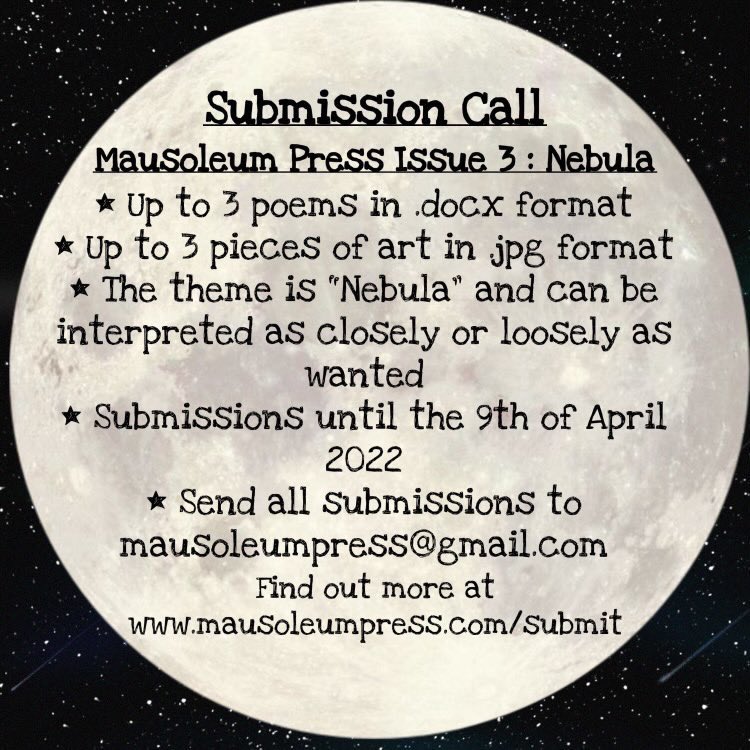 Don’t forget, submissions for Issue 03: Nebula are OPEN!! We can’t wait to see your submissions 💫