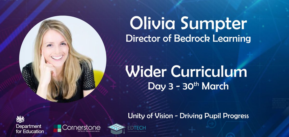 Bedr0ckLearning's tweet photo. It's day 3 of #EdTechFest22 with @TCATEdTech!
Bedrock Director Olivia Sumpter presents her talk on unity of vision and student progress at 1:45pm today - catch her and other insightful guest speakers by registering for free now: https://t.co/JuKJ1jddY7
#EdTech https://t.co/XO59yWYevo