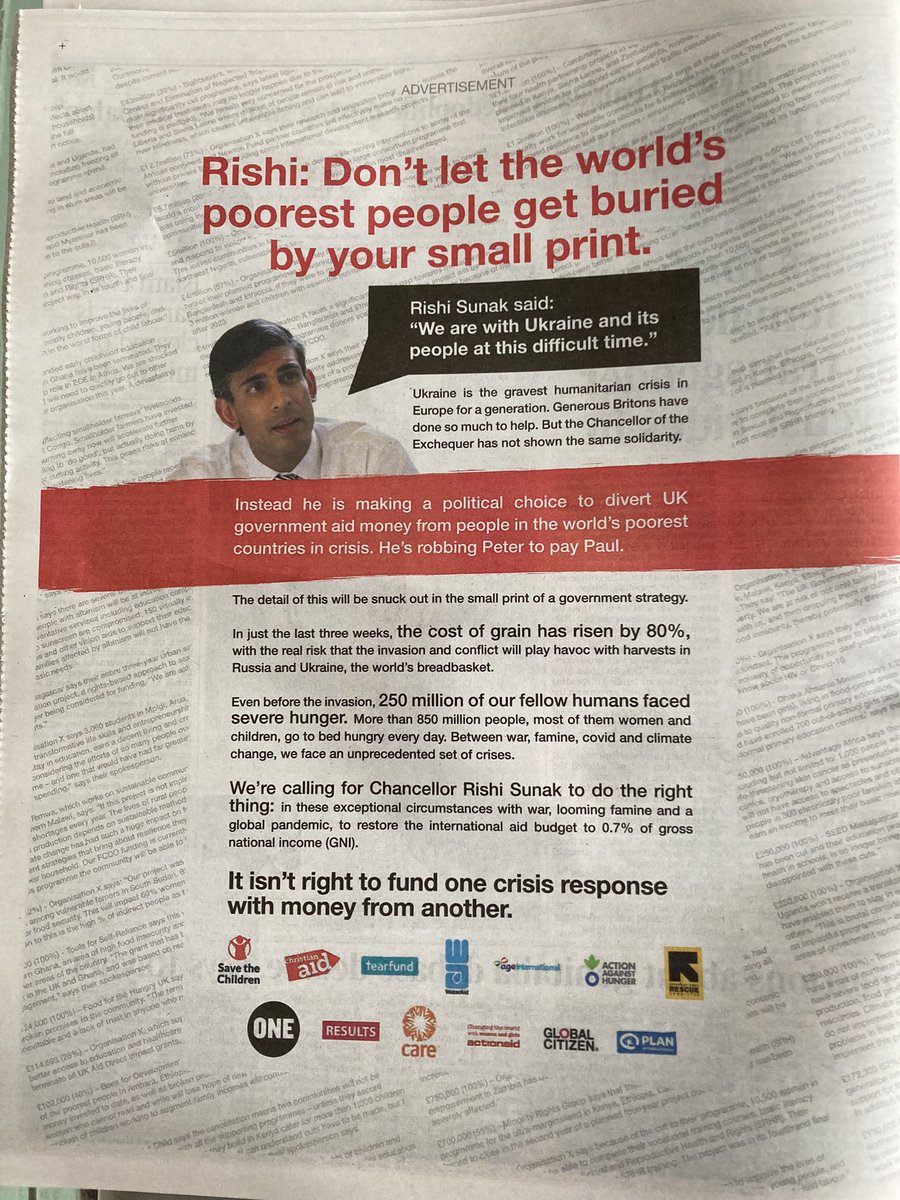 marierumsby's tweet photo. The UK should not cut funding for one crisis to pay for another. Don’t make those responding on the ground choose who they provide food aid to, who they provide medical care to. @GlblCtznUK joins partners to call on @RishiSunak to save #UKaid #saveaid https://t.co/XoHXJpmGBK