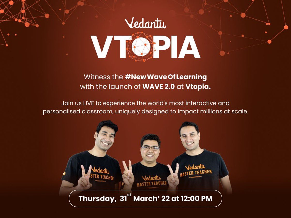 vamsi_edu's tweet photo. Absolutely thrilled to announce the next big disruption in EdTech - the most interactive LIVE online classroom a child can experience, in our tech innovation flagship event Vtopia. 

Event link - https://t.co/Jj3JpHqtMj https://t.co/MIoY6rW31Y