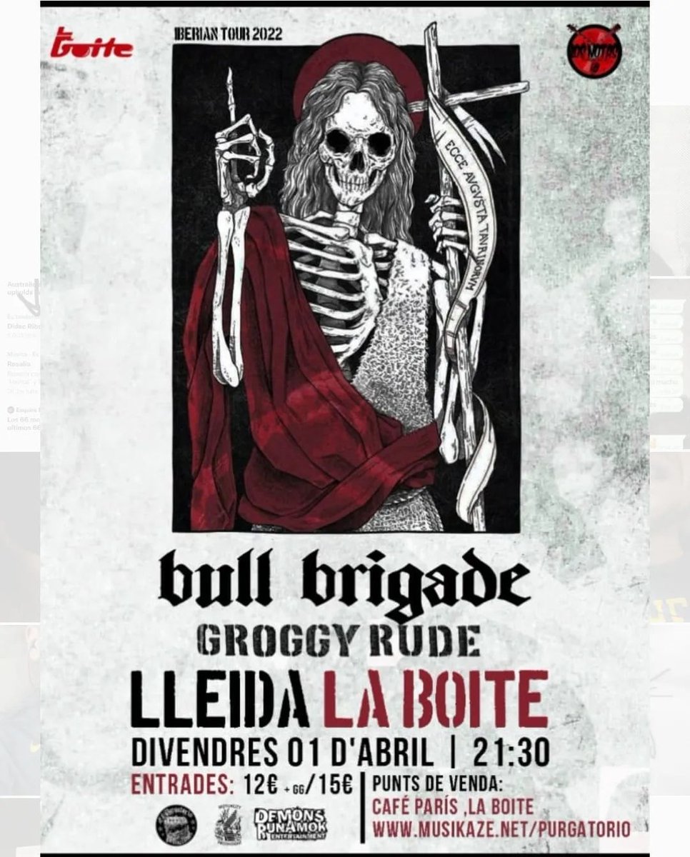 ConcertsCat_'s tweet photo. Concert divendres amb BULL BRIGADE i GROGGY RUDE a Lleida.

📍La Boite
⏲️21:30h
🎟️12€

#laboite #lleida #concertscatalunya https://t.co/YNuOlNKjoz