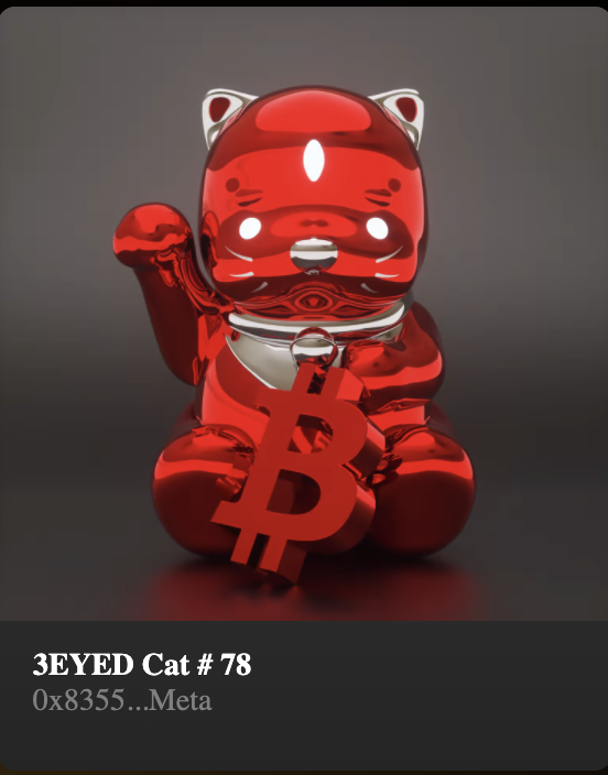 Reveal of my #3EYED Cat !! 

Check out this cool 3 EYED Cat NFT we just received! The first 3D NFT on Starcoin! 

Thank you <a href="/Kiko_verse/">Kikoverse</a> &amp; <a href="/char9_s/">CHAR9'S</a> #3EYED Cat

We will have more collaboration with Kiko very soon! Stay tuned! 

#WEN #Kiko #NFT