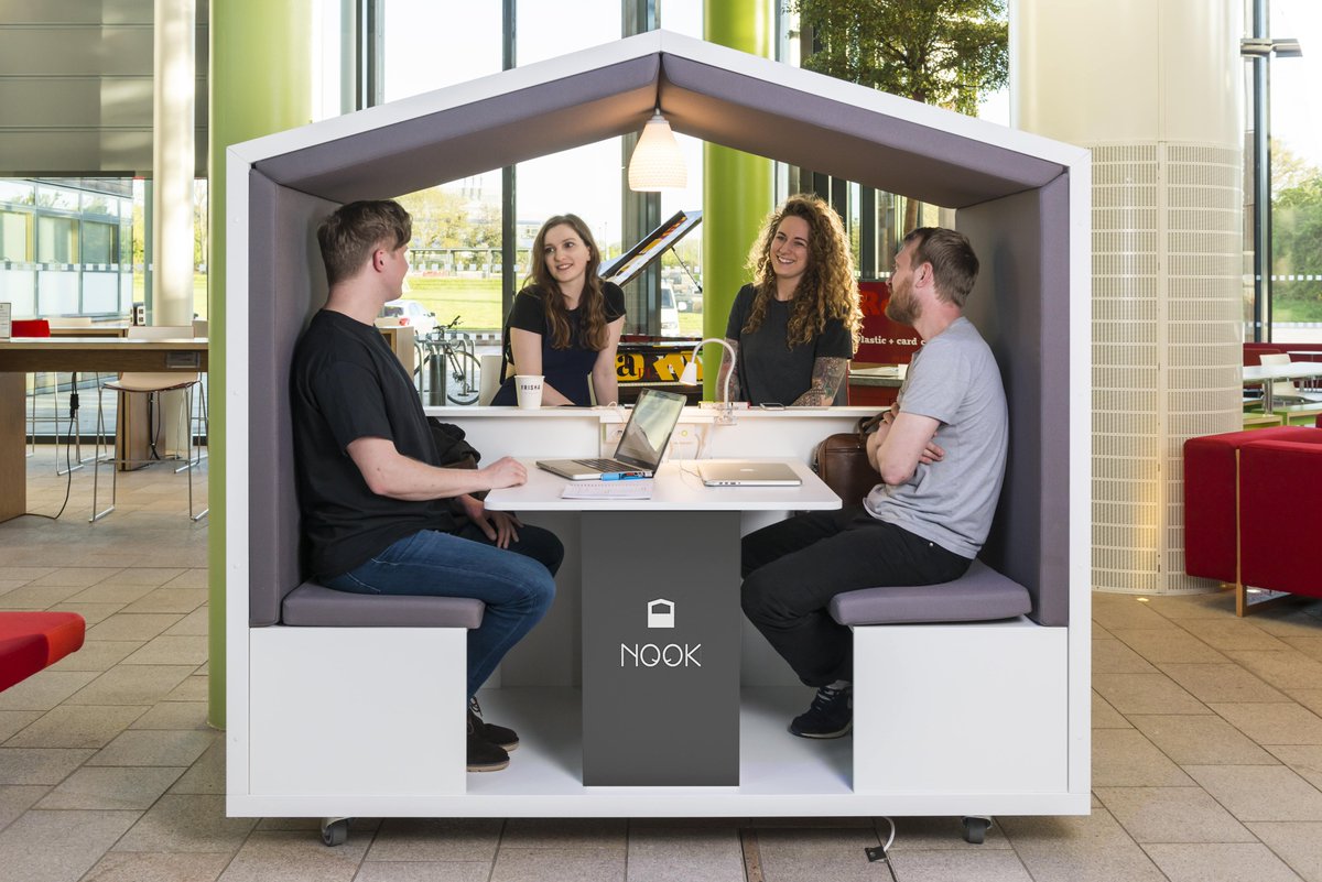 nookpod's tweet photo. Oh, it’s just another pod.

No no, my friend, it’s really not.

Nook provides shelter without creating confinement. It’s a mindful space where users can manage noise, personalise their lighting, &amp; feel safer with their back against a wall. 

#Workplace #Wellbeing #MentalHealth https://t.co/vGKfcUxOeF