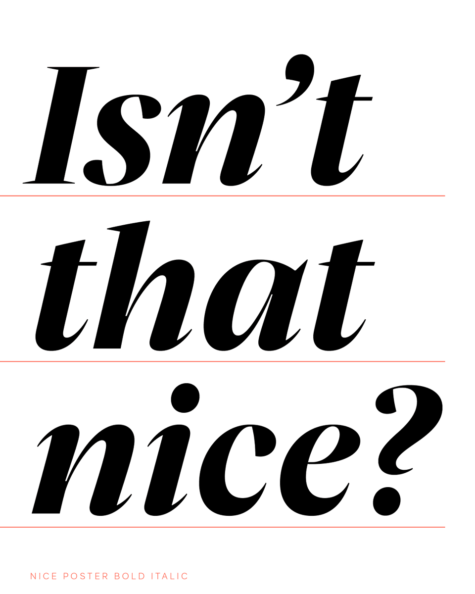 fontwerk's tweet photo. The smallest member of the #NiceTypeface, Micro, is recommend to be used for font sizes from about 6 to 9pt. The largest member, Poster, for larger applications (>48pt). But, of course, that is just a suggestion … https://t.co/uPuhNvBaUw