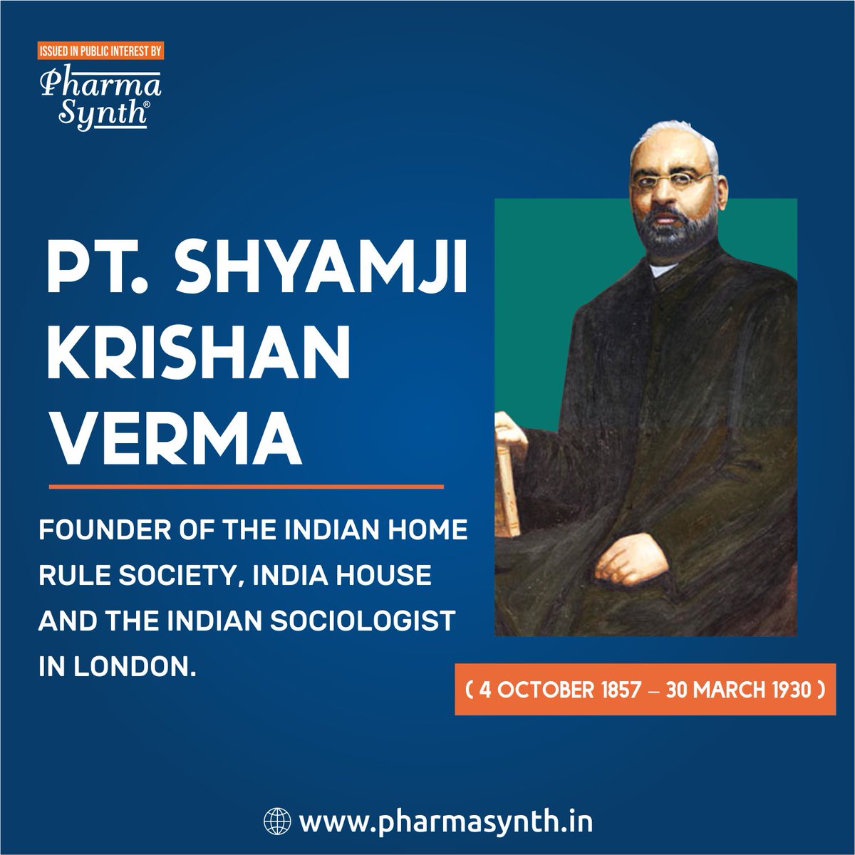 pharma_synth's tweet photo. Remembering the courageous Pt. Shyamji Krishna Varma on his death anniversary.
#shyamjikrishanverma #fighter #patriot #lawyer #journalist https://t.co/kDDJ5DwAKC