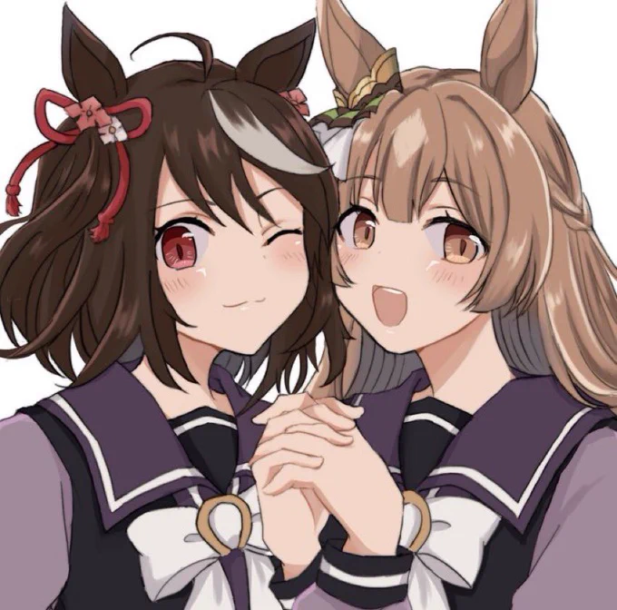 #今月描いた絵を晒そう  #ウマ娘
キタサト オペラオー ドトウ…🌸 