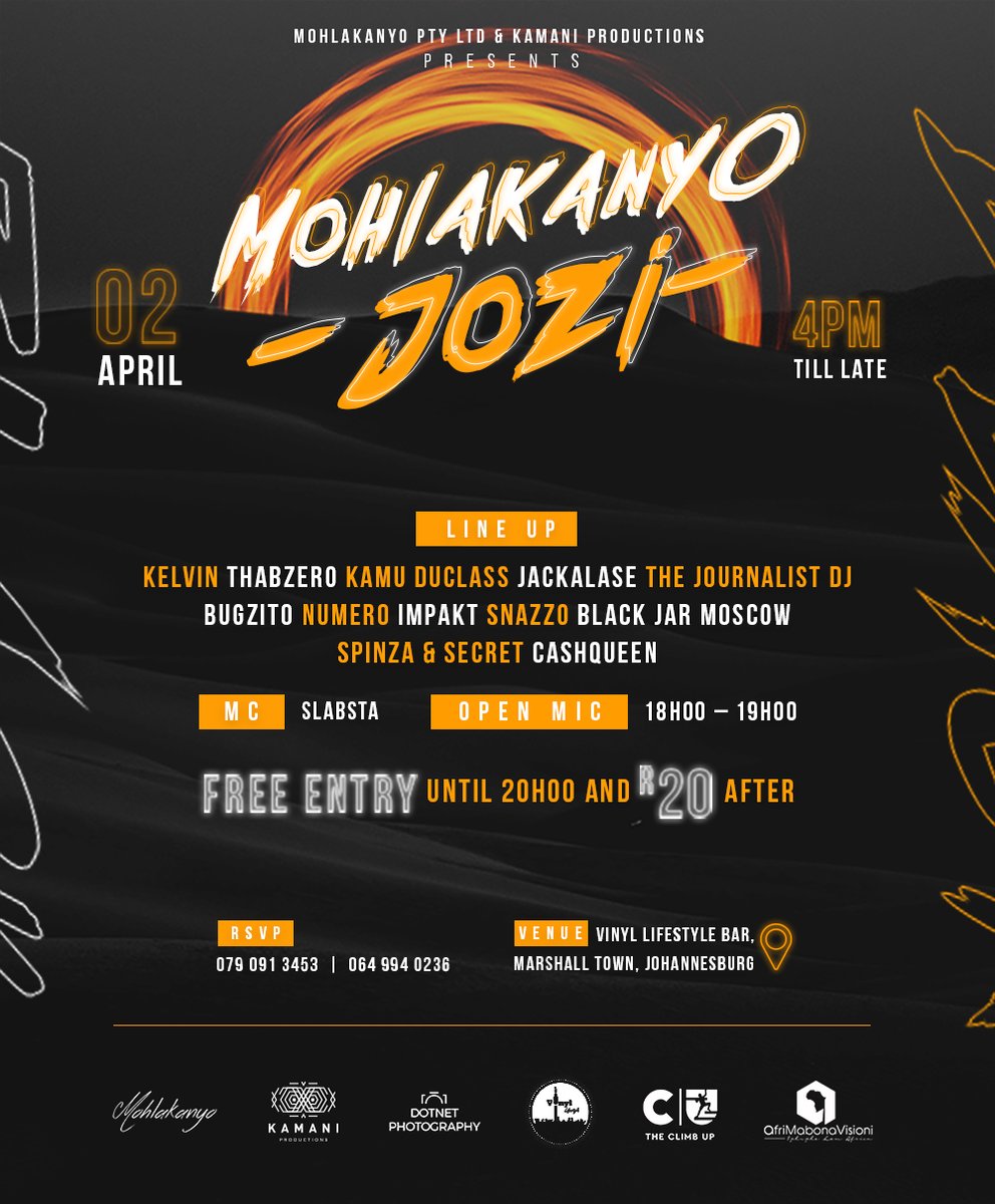 KamaniProd's tweet photo. Gig guide 31 Mar - 03 Apr: πͺπΏ
π Comedy Night Fire by #NativeRebels Jabuvu, Soweto
π Soweto Uprising by @Miidas_group Dobsonville, Soweto
π Mohlakanyo Jozi by @Mohlakanyo @KamaniProd MarshallTown, JHB
π The Backstory Ep Tour by @Bugzito Mamelodi, PTA
Bookings email on bio https://t.co/83u1OJWGdl