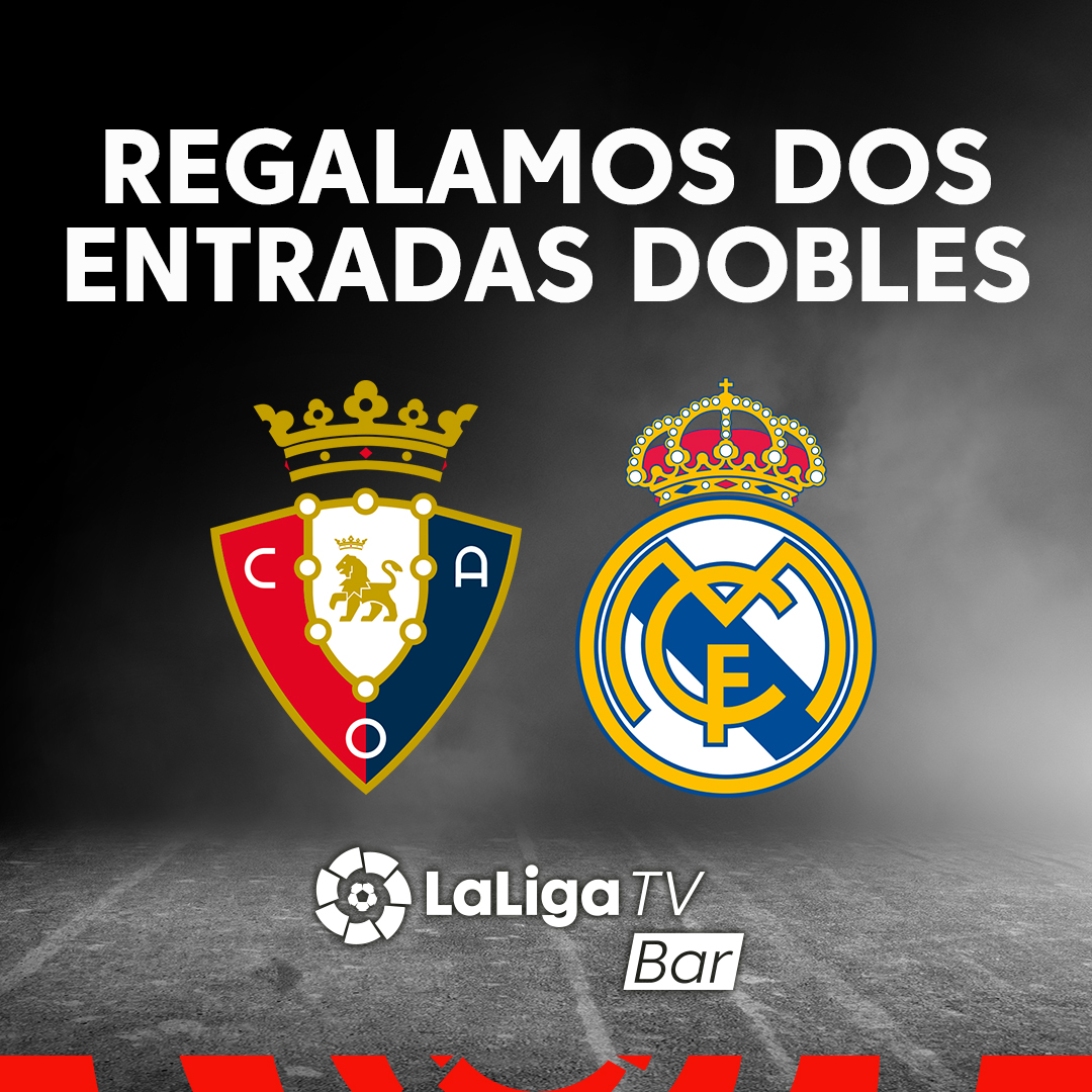 bar_tv's tweet photo. 🎁 REGALO 🎁

🤩 ¿Quieres ganar una entrada doble para el @CAOsasuna 🆚 @realmadrid? 

🖤 Sigue a @laligatvbar 
💚 Sigue a @futbar
🔁 Haz RT

🏅 Dos ganadores

#⃣ #ElFútbolConTuBar https://t.co/h1i7HQKYbU