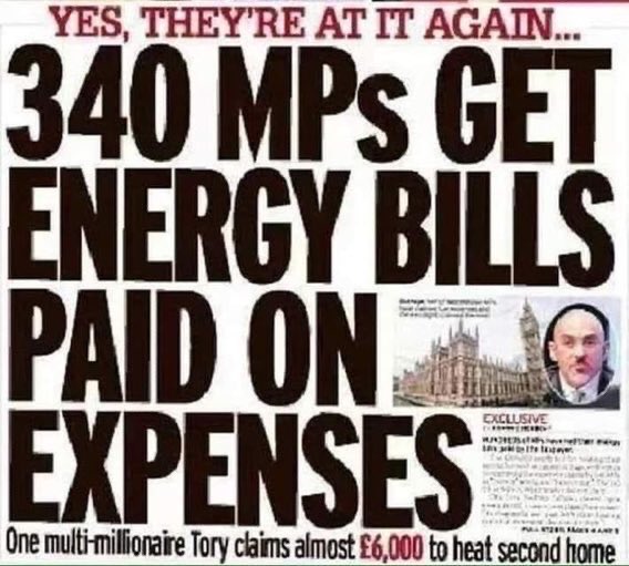 LJRyder16's tweet image. #SpringStatement2022 #BorisTheLiar #Partygatefines 

It's part of the picture of entitlement and privilege
MPs get their bills paid on 83kpa plus EXPENSES
WHILE many people including#50swomen can't afford to heat OR eat
#BackTo60
#FullRestitution