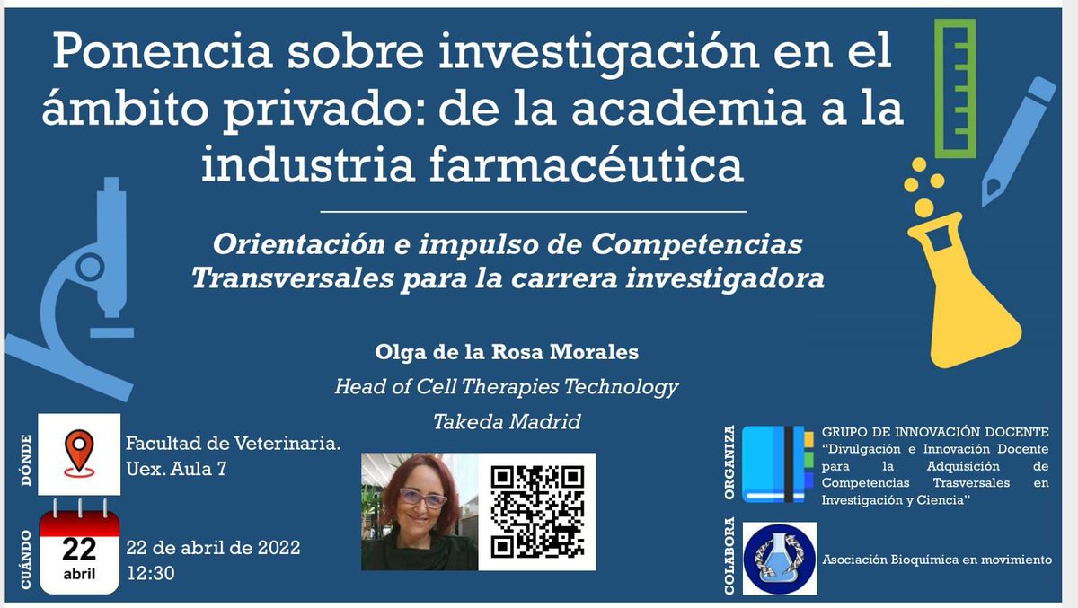 Segunda ponencia por parte del Grupo de Innovación Docente⬇️⬇️‼️ 
¡Te esperamos el 22 de abril a las 12 y media en la Facultad de Veterinaria! Tranquilo si no puedes asistir online, también te traemos el formato online por Zoom: unex-es.zoom.us/j/98151456080?…
