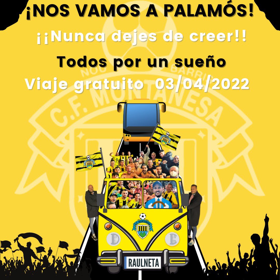 🟡⚫️ MAREA GUALDINEGRA: Vinga vaaaaa!! Encara no t'has apuntat pel desplaçament a #palamos. Contacta amb Yoli (638 242 213) o Miguel (667 778 918) i reserva la teva plaça.
#SomLaMonta