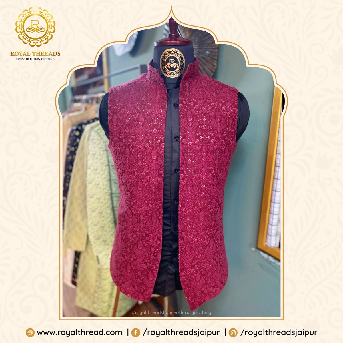 RoyalThreadsjpr's tweet photo. Classy Raw silk embroidered jacket
.
#royalthreads #festivewear #festivecollection #indianwear #buttons #luxury #luxuryclothing #weddingcollection #weddingdresses #royalclothing #royaloptions #greatfitting #groomtobe #rajputgrooms #royalweddings #bestweddingattire #style #royal https://t.co/RHspG7WXm9