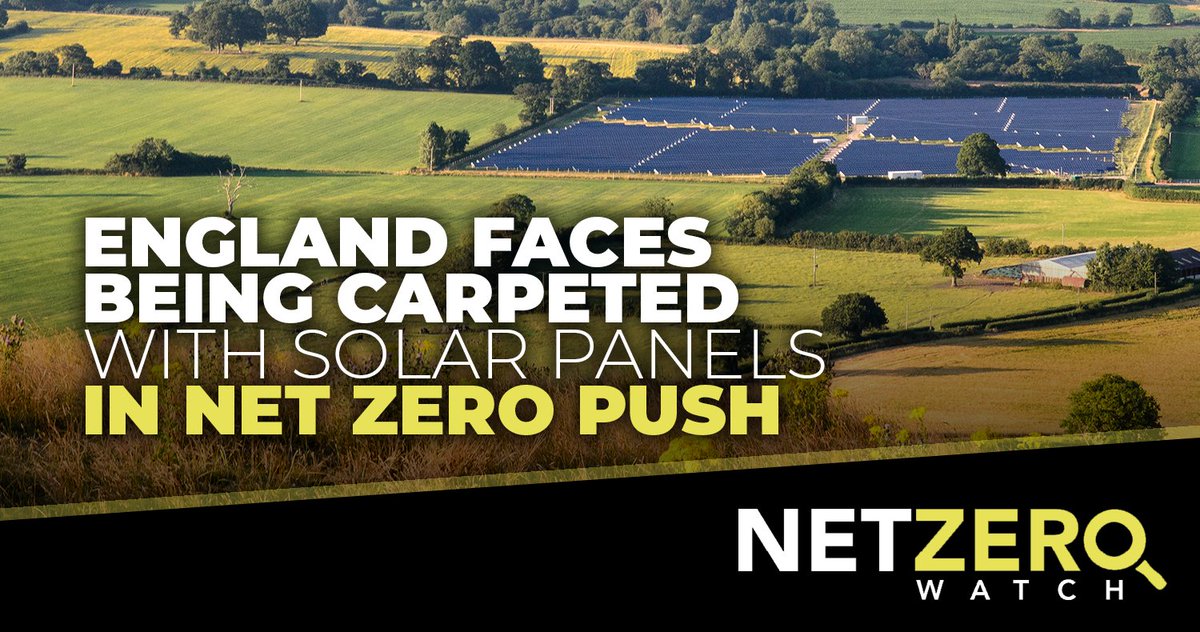 NetZeroWatch's tweet photo. England faces being carpeted by solar panels covering an area the size of Exmoor under plans being considered as part of Johnson’s net zero push. Tory heartlands are up in arms over fears of a solar panel land grab.
#CostOfNetZero
Read more: https://t.co/UHcA9qF2J6 https://t.co/SzBLV0VgmZ