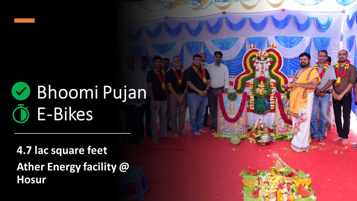 TVSILP's tweet photo. Delighted to announce the Bhoomi Pujan ceremony of Phase-II manufactuting unit of our esteemed customer &amp; India's leading #EV #manufacturer @atherenergy at our park at Hosur, Tamil Nadu. https://t.co/LozCwUXrer