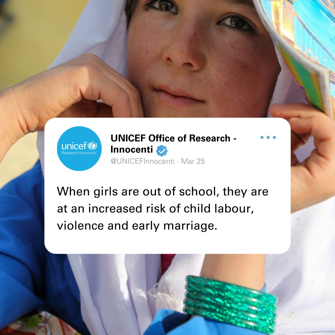 Girls have a right to quality education, regardless of background, location, or income.

But conflict, natural disasters, health crises, poverty, geographic isolation or social exclusion stop them.

This is why access to #education is on top of our #research agenda.