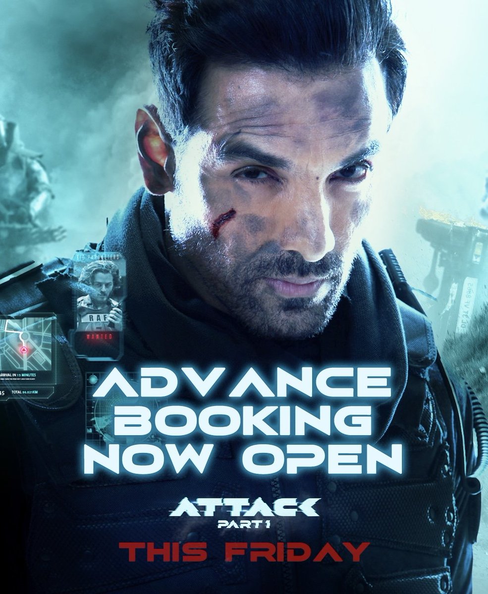 John Abraham (@thejohnabraham) on Twitter photo 2 days to go for a double knock out! 👊🏼
Advance booking open! BOOK YOUR TICKETS NOW: linktr.ee/Attack_Tickets
#ATTACK - Part 1 releasing in theatres this FRIDAY 🔥
#AttackMovie
<a href="/LakshyaRajAnand/">Lakshya Raj Anand</a> <a href="/Rakulpreet/">Rakul Singh</a> <a href="/Asli_Jacqueline/">Jacqueline Fernandez</a> #RatnaPathakShah <a href="/prakashraaj/">Prakash Raj</a> 2 days to go for a double knock out! 👊🏼
Advance booking open! BOOK YOUR TICKETS NOW: linktr.ee/Attack_Tickets
#ATTACK - Part 1 releasing in theatres this FRIDAY 🔥
#AttackMovie
<a href="/LakshyaRajAnand/">Lakshya Raj Anand</a> <a href="/Rakulpreet/">Rakul Singh</a> <a href="/Asli_Jacqueline/">Jacqueline Fernandez</a> #RatnaPathakShah <a href="/prakashraaj/">Prakash Raj</a>