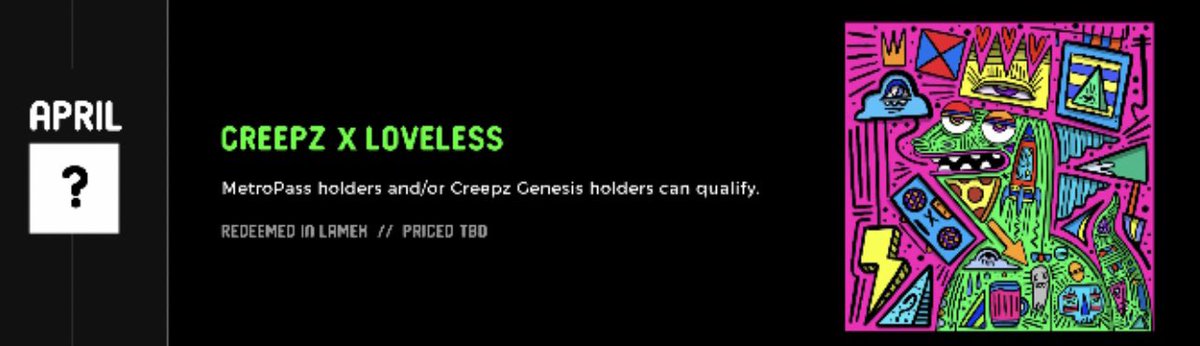 LOVELESS X CREEPZ drop is in lamex 👀 like and retweet so all the creepz can see this.🦎🕯
