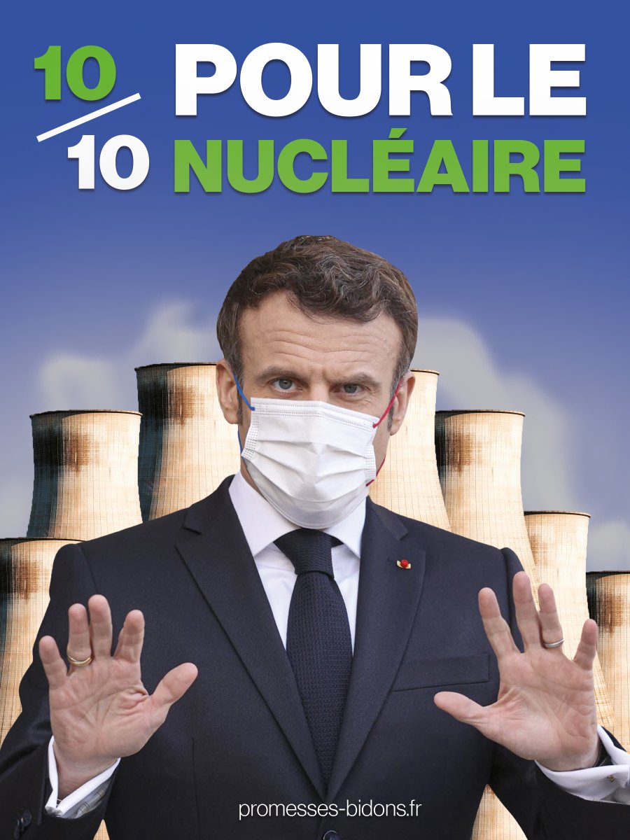 sdnfr's tweet photo. [🔴En direct] Le grand prix de la révélation 2022 revient à... @EmmanuelMacron qui fait tomber le masque et assume pleinement être pro-nucléaire !  #NucléaireVert2022 #PromessesBidons
En savoir plus sur la décision du jury : https://t.co/aGQv8vb3N0 https://t.co/PZjppzO4TF