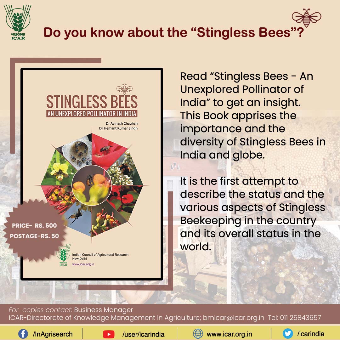 Do you know about the “Stingless Bees”?
#ICAR  <a href="/nstomar/">Narendra Singh Tomar</a> <a href="/PMOIndia/">PMO India</a> <a href="/KailashBaytu/">Kailash Choudhary</a> <a href="/ShobhaBJP/">Shobha Karandlaje</a> <a href="/PIB_India/">PIB India</a> <a href="/DDKisanChannel/">Doordarshan Kisan - दूरदर्शन किसान</a> <a href="/AgriGoI/">Agriculture INDIA</a> <a href="/Dept_of_AHD/">Dept of Animal Husbandry & Dairying, Min of FAH&D</a>