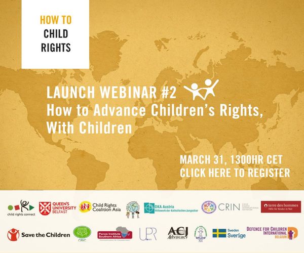 HowToChildRight's tweet photo. Want to advance your knowledge and skills on how to advance children's rights with children? Then don't miss out our launch webinar #2 tomorrow (31st March) at 13.00 CET. Click the link below to register if you have not yet registered….
https://t.co/Crg2fpbBVM
#HowToChildRights https://t.co/iyrABE0Ktn