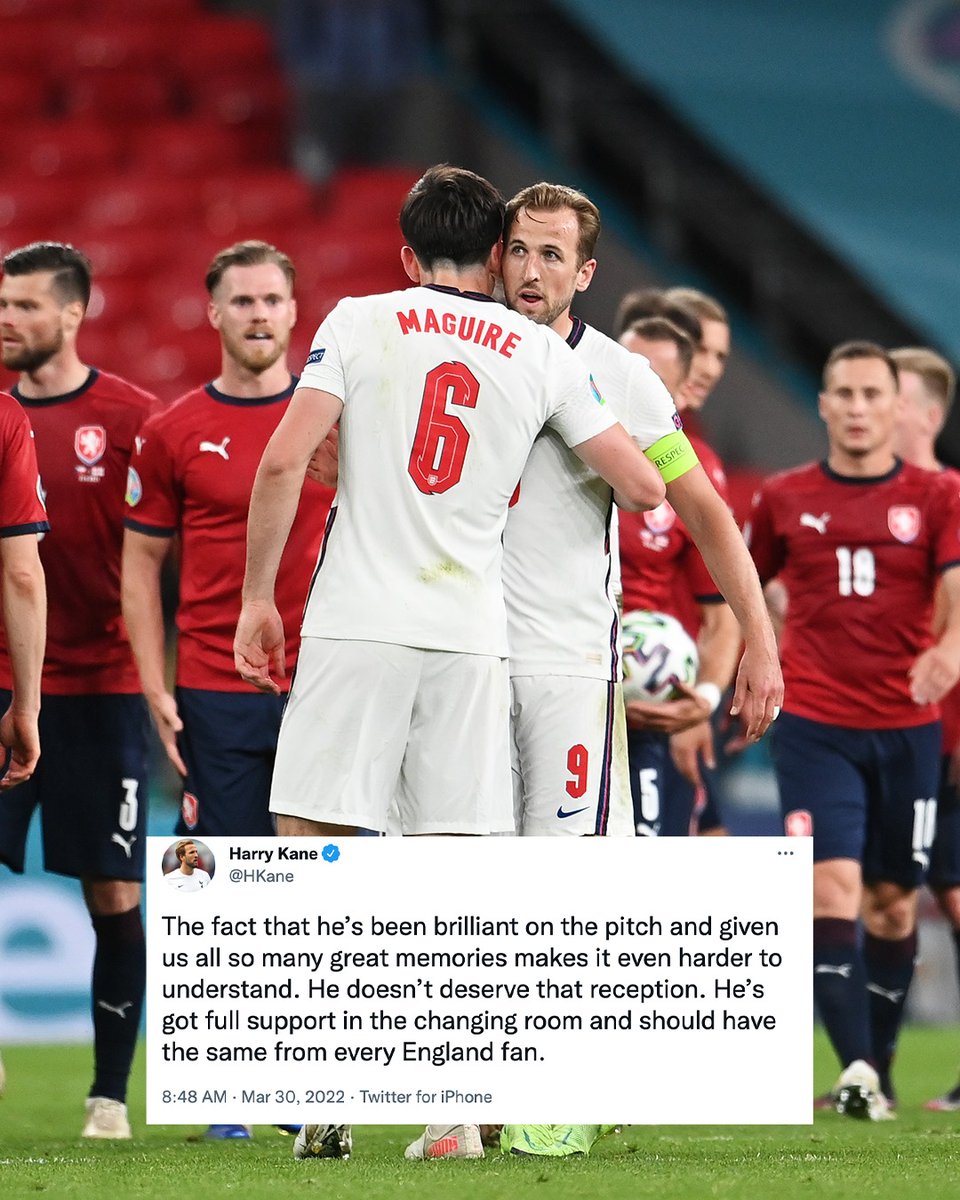 SpursOfficial's tweet photo. No player deserves abuse. We stand with you, @HarryMaguire93. 💙 https://t.co/Q9Xxyi3AXB