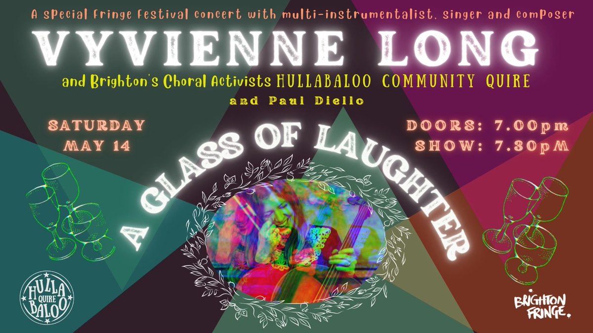 Join us for our <a href="/brightonfringe/">Brighton Fringe</a> #gig with multi-instrumentalist <a href="/VyvienneLong/">Vyvienne Long</a> &amp; singer-songwriter <a href="/pdiello/">PAUL DIELLO</a> Tickets⬇️ brownpapertickets.com/event/5315113

#Brighton #community #choir #singing #strings #cello #GlassOfLaughter