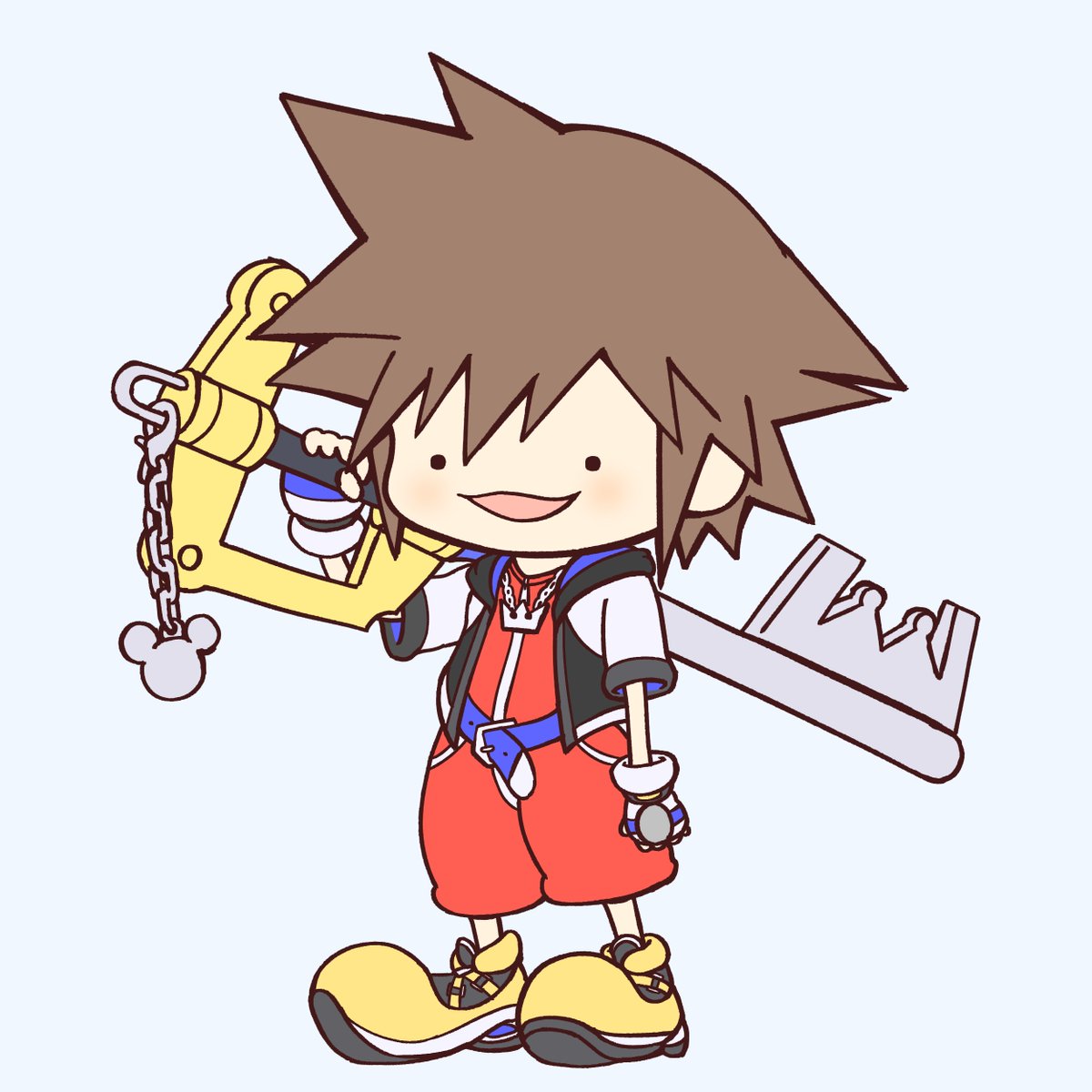 sora (kingdom hearts) 1boy male focus brown hair gloves solo fingerless gloves jewelry  illustration images