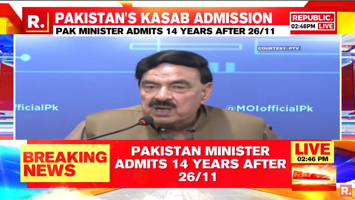 republic's tweet photo. #BREAKING | Pakistan Interior Minister Sheikh Rashid admits 14 years after 26/11 that Ajmal Kasab was from Pakistan: 'It was Nawaz Sharif who shared with India that Ajmal Kasab was from Faridkot, Pakistan'

Watch - https://t.co/C6adloXtlb https://t.co/iGqPjI9Yra