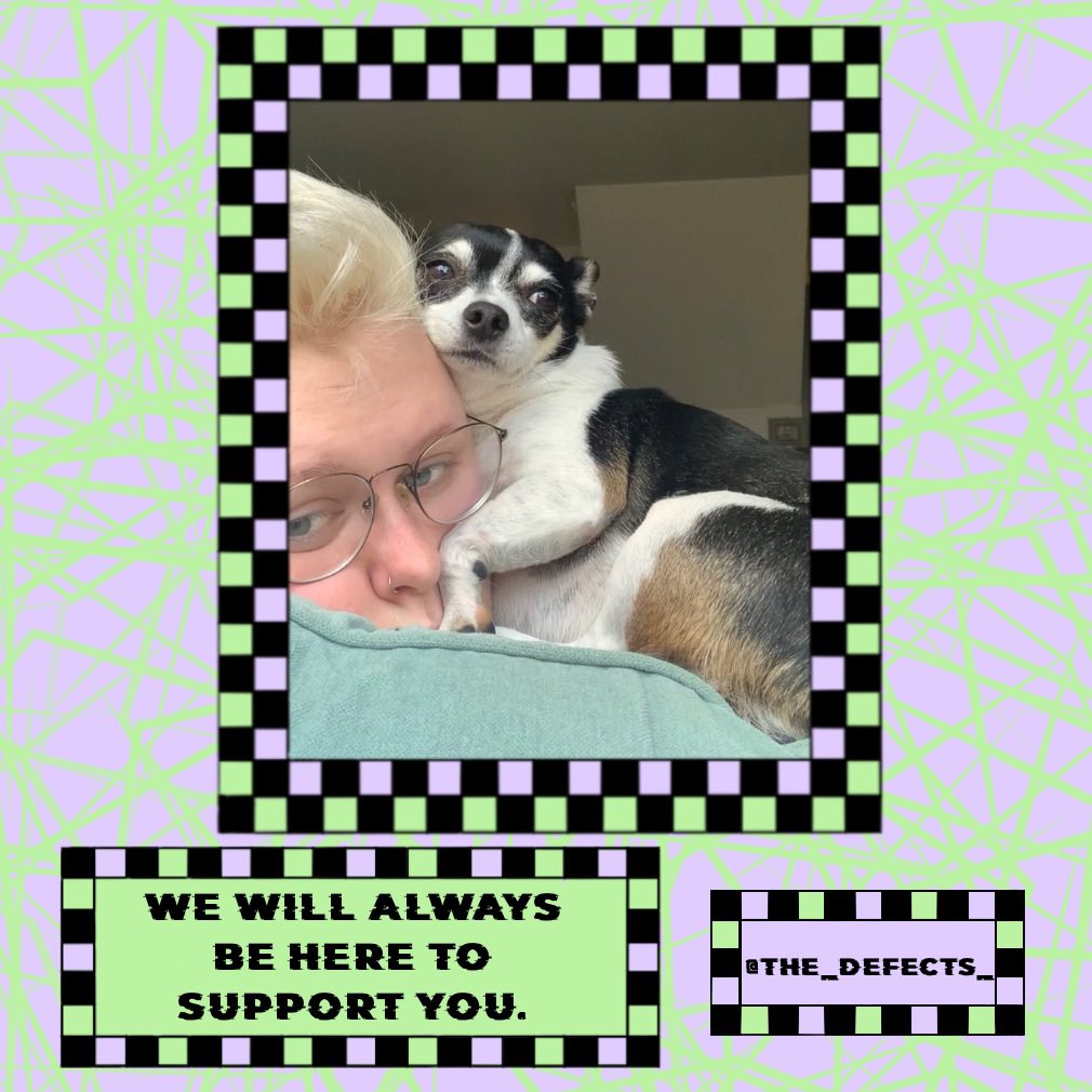 The_Defects_'s tweet photo. Wij zullen er altijd zijn om je te steunen!💚
#thedefects #support #mentalhealth #pet #huisdier #autisme #adhd #Neurodivergent #LGBTQIA #LHBTIQA #MentalHealthAwareness #positivity #hond #dog https://t.co/zWCdp8eTZ6