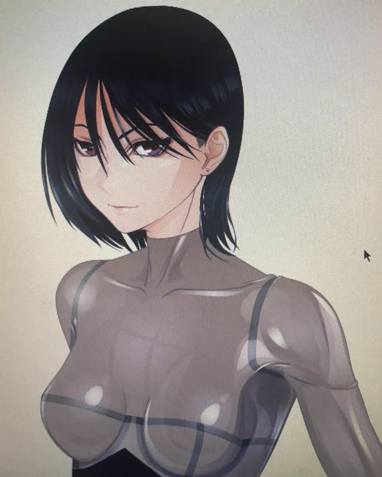 昨日もツイートしたけど今週後半はお絵描き出来そうにないので進捗!
古い液晶を撮影したやつだから画質悪いけど勘弁😅

まだまだ乳首とかタトゥーとか入れれてないし腰から下手付かずだしやる事てんこ盛りw
全頭マスクも当然被せるけどどんなのが良いかな?
ちなみにこの方こんな顔してドMですw 
