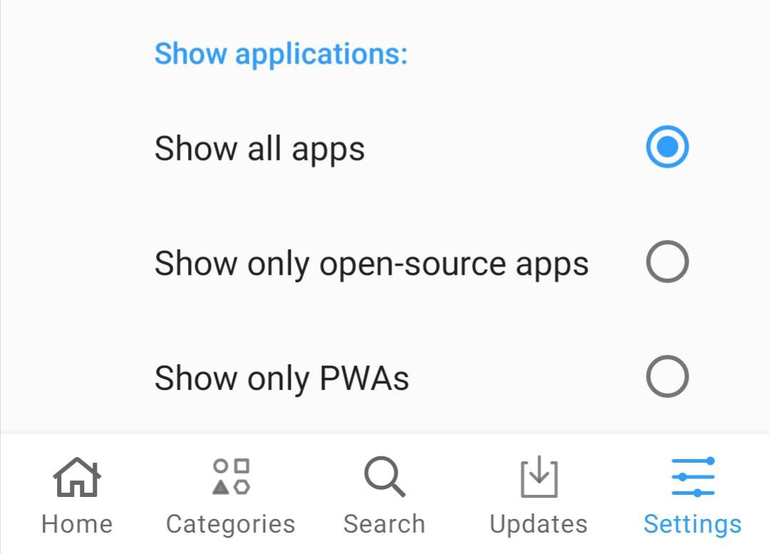 gael_duval's tweet photo. We have started to push "App Lounge" to /e/OS (dev) 🚀

Our new app installer now offers 100% of the g-play catalog for free apps 🎇 Soon paid apps too.

And also with open source apps from FDroid and PWAs 🎁 and the privacy score 👁️

Everything in a consistent user experience. https://t.co/FNQ8XuwCzS