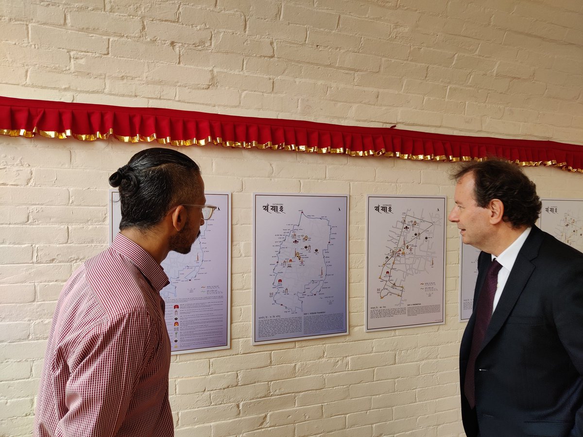 FranceInNepal's tweet photo. So refreshing to visit and experience the @KtmTriennale expo. Nepal and France share a common love for art and culture and am proud that the @AFKatmandou is part of this artistic project. Only 1 more day left. Thank you @MetroNir for the guided tour. https://t.co/5bwUaEGKHv