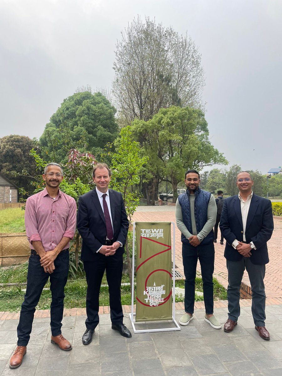 FranceInNepal's tweet photo. So refreshing to visit and experience the @KtmTriennale expo. Nepal and France share a common love for art and culture and am proud that the @AFKatmandou is part of this artistic project. Only 1 more day left. Thank you @MetroNir for the guided tour. https://t.co/5bwUaEGKHv