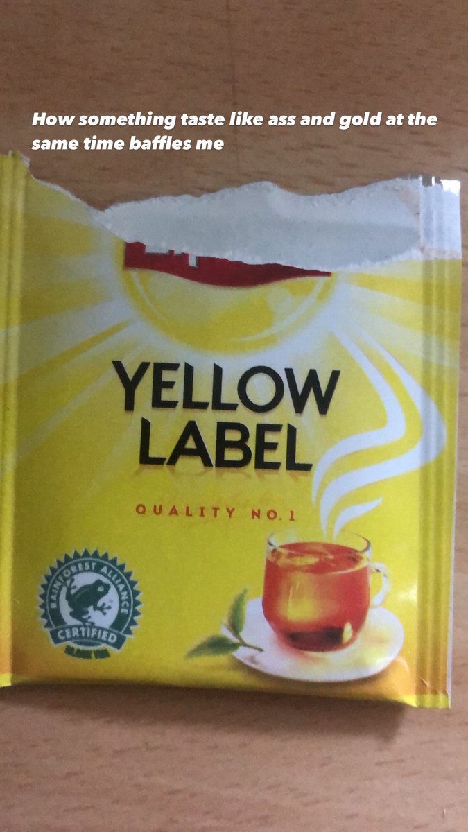 kesengineer's tweet photo. @Lipton how you managed to make something taste like ass and gold at the same time baffles me. #goldassyellowlabel from now on? https://t.co/NI26HAo3sf