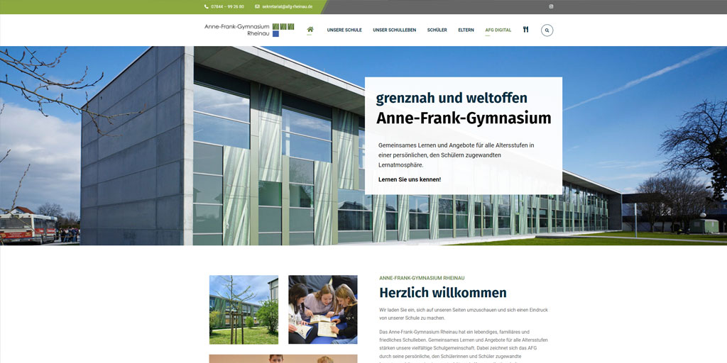 Unsere neueste Referenz: 
Neue Website für das Anne-Frank-Gymnasium in Rheinau
afg-rheinau.de