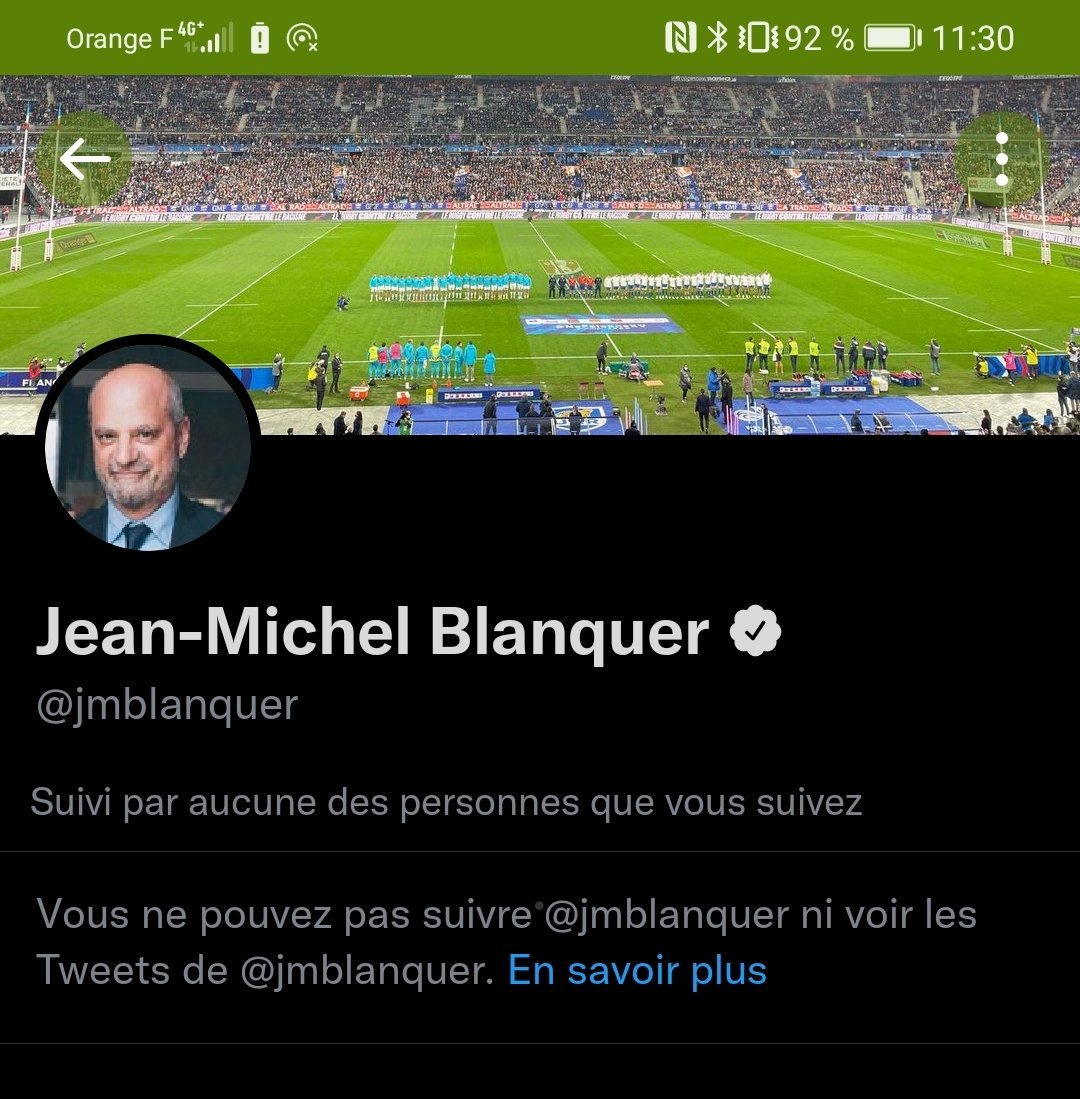 93Fsu's tweet photo. @jmblanquer bloque la #FSU93 ! Il nous empêche de suivre les informations officielles qui passent par son compte !
Pendant, ce temps sa bannière Twitter passe de l'#École au #football.
Un petit Tweet sur la finale de la #liguedeschampions ? https://t.co/Pf12ZhgDSm